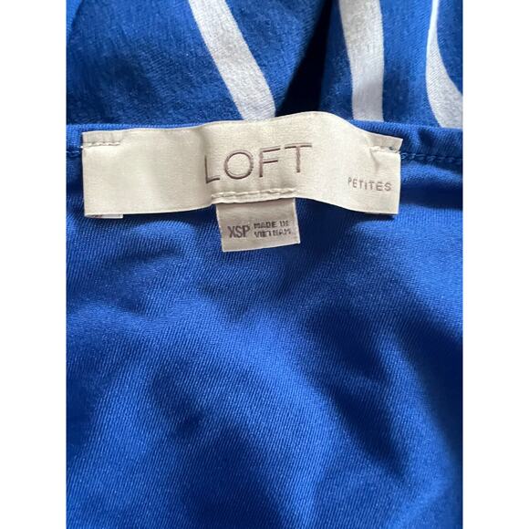 Ann Taylor Loft Dress Women’s Petite PXS Short Sleeve Blue Stripe Open Back - Picture 5 of 6